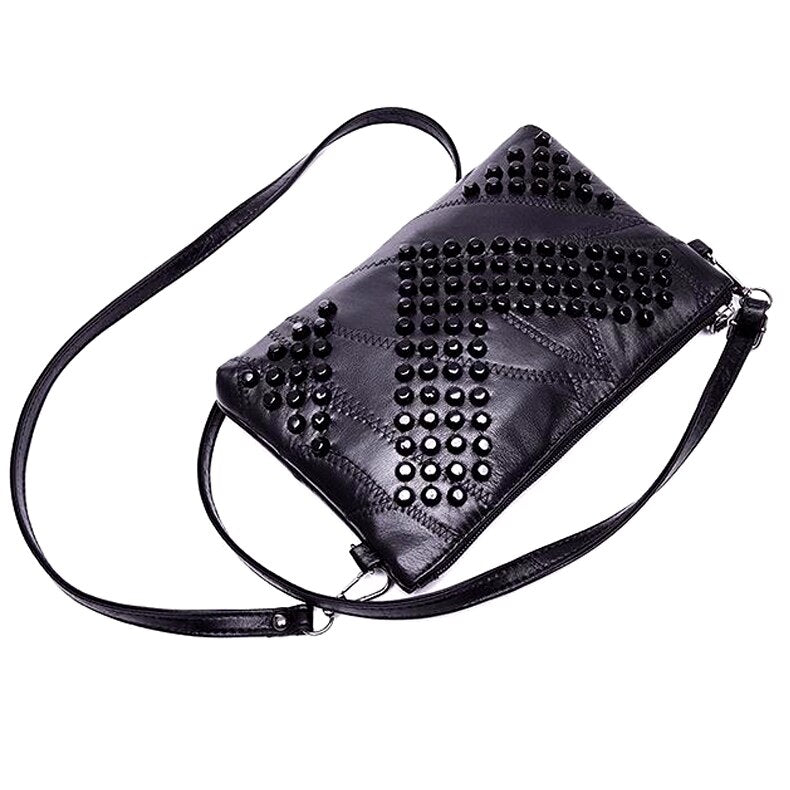 Leather Rivet Crossbody Shoulder Bag