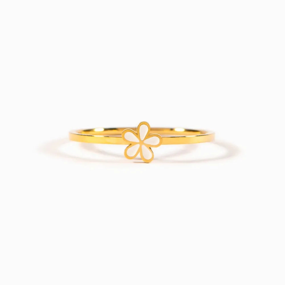 Enamel Flower Ring in 925 Sterling Silver