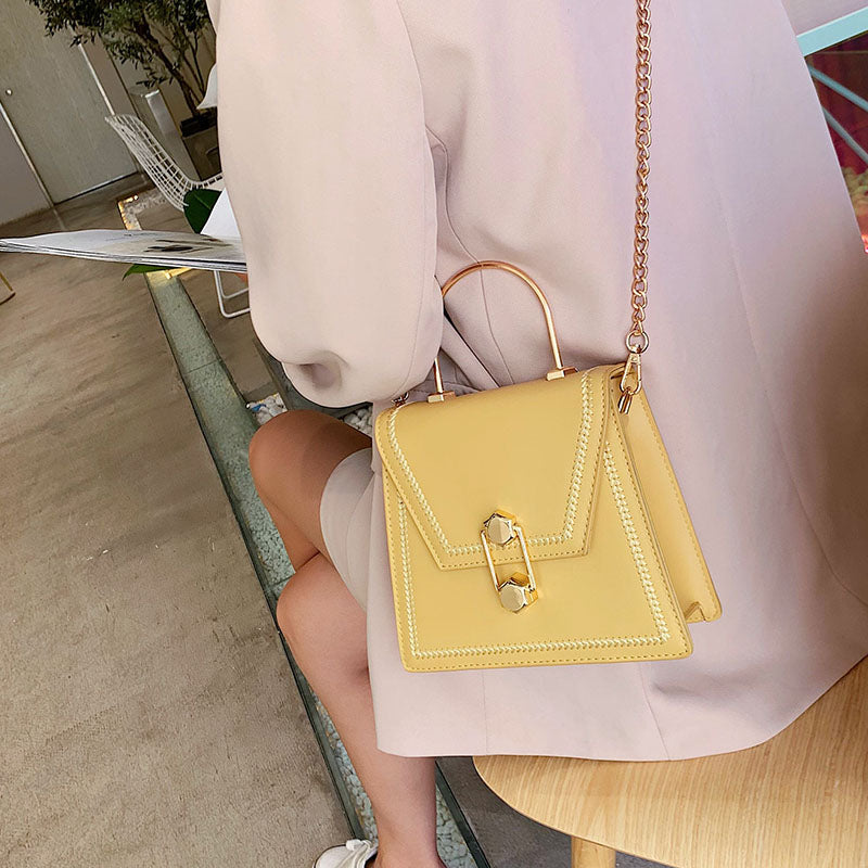 Metal Handle Crossbody Clutch Bag