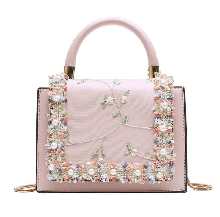 Vintage Floral Lace Gold Chain Crossbody Bag