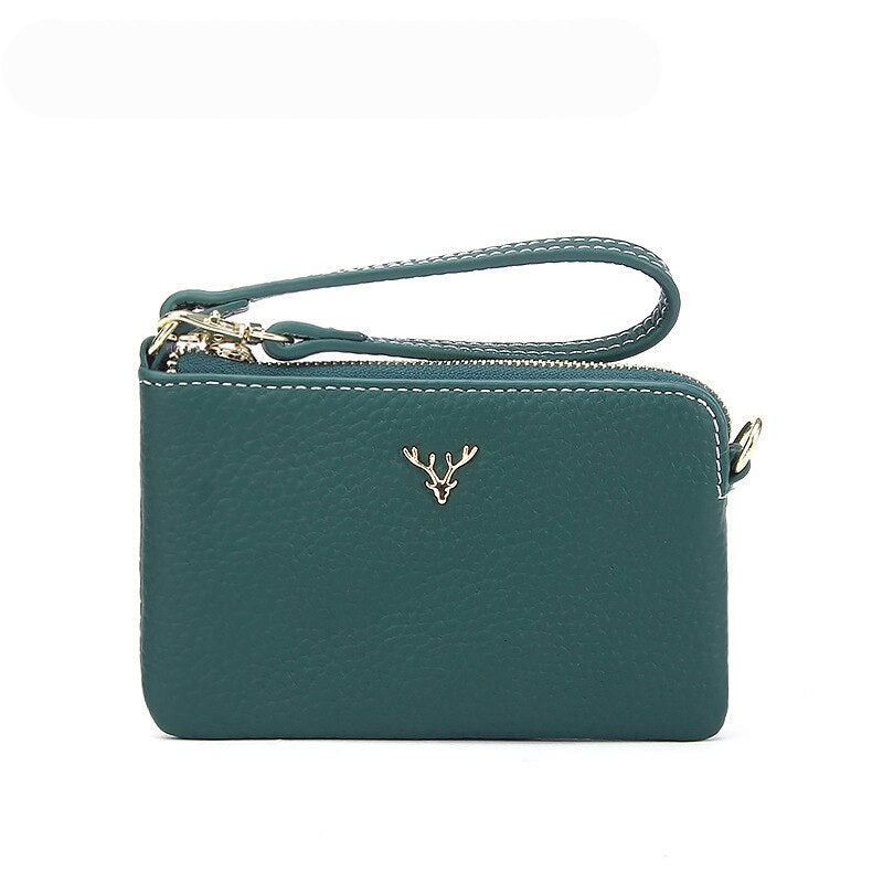 Genuine Leather Zip Wallet with Card Holder