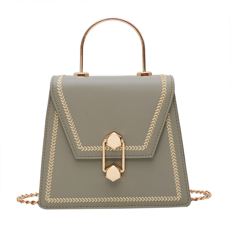 Metal Handle Crossbody Clutch Bag