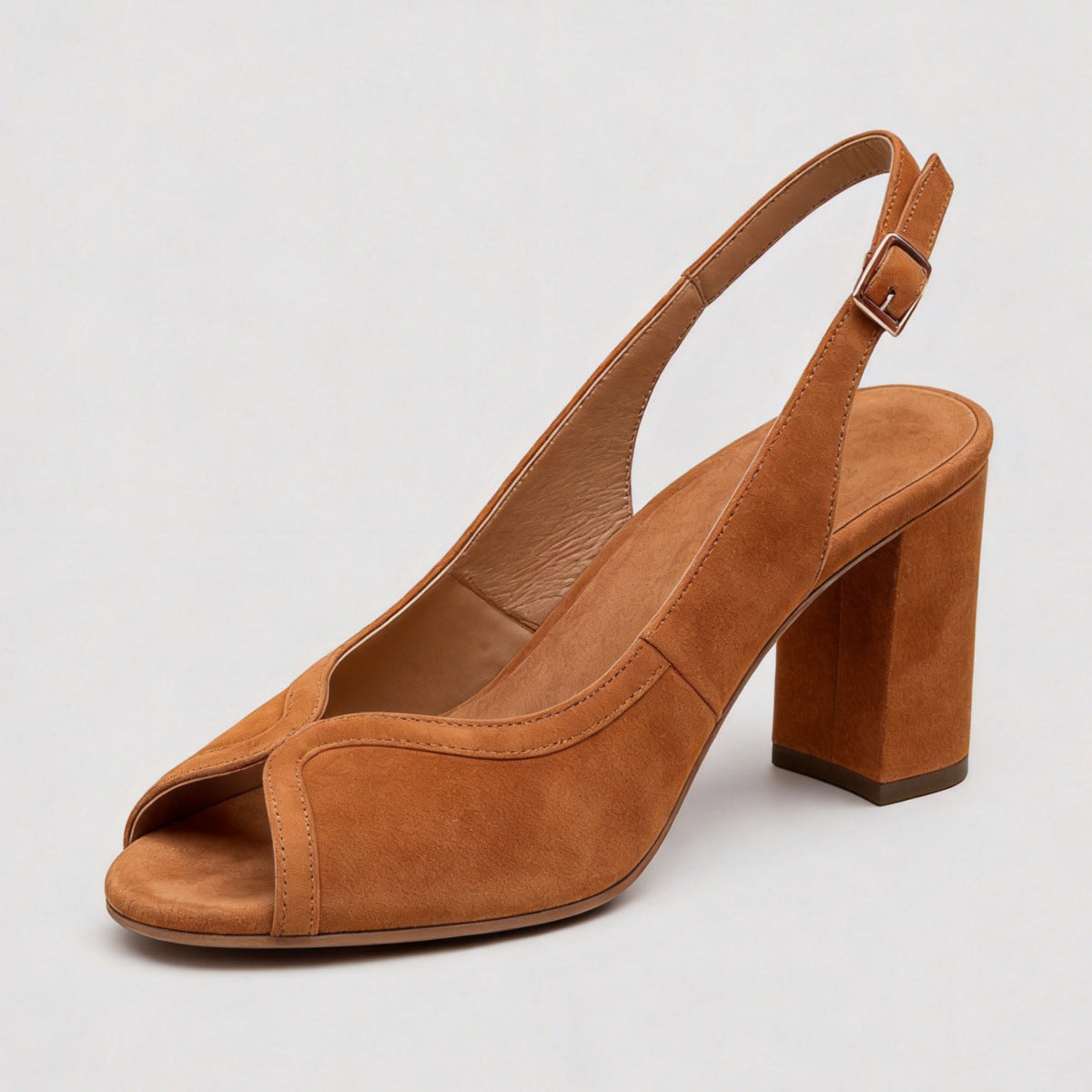 Chunky Heel Fish Mouth Open Back Sandals