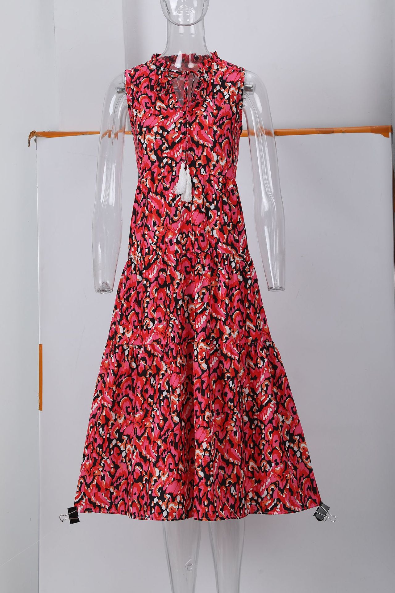 Floral Print Sleeveless V-Neck Smocked Waist Maxi Dress