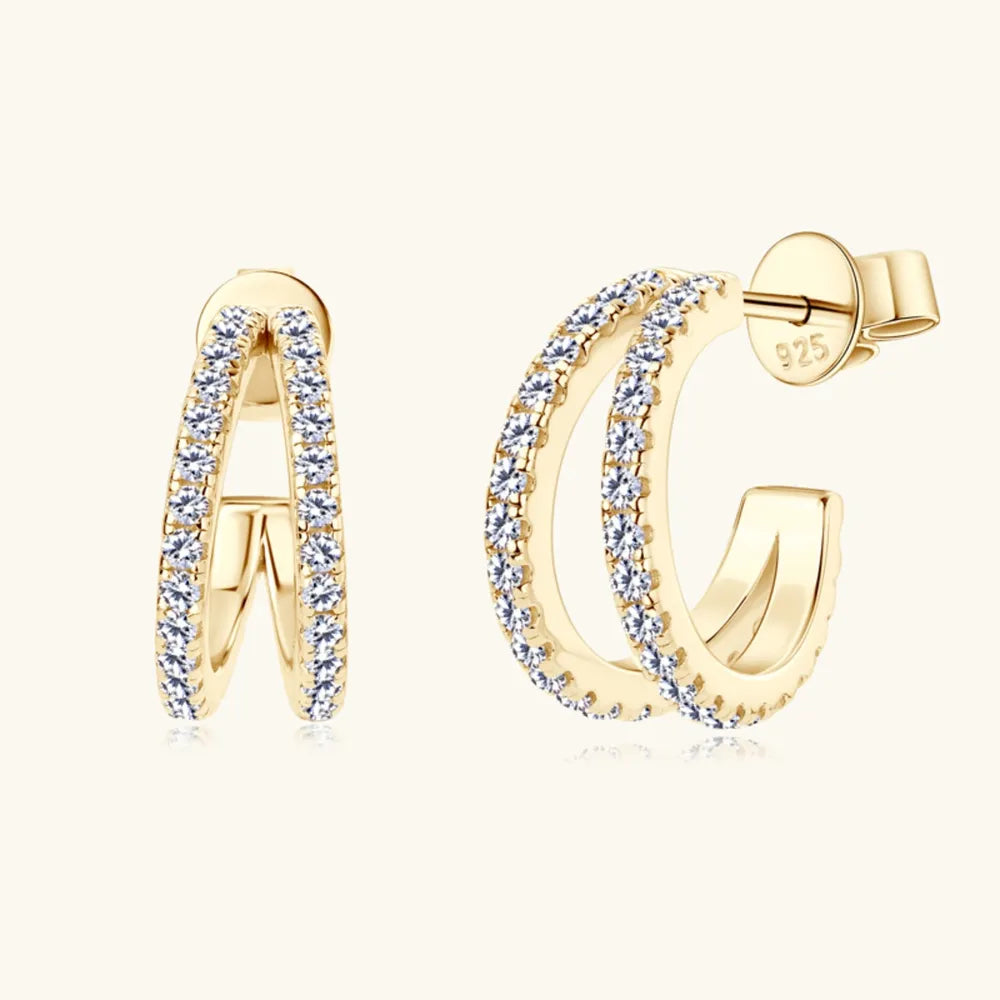 Moissanite C-Hoop Earrings in 925 Sterling Silver