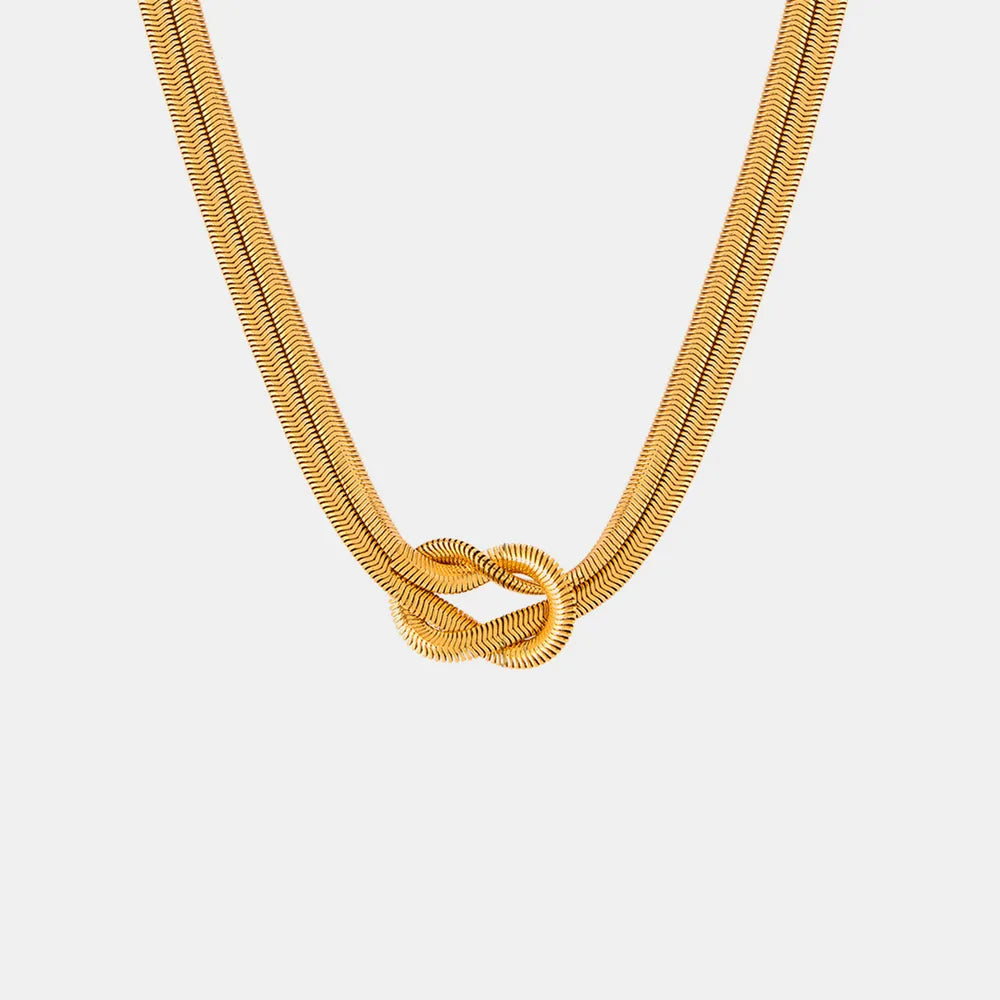 Gold Plated Knot Necklace in Titanium Steel