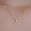Mini Diamond Heart Collarbone Necklace in 925 Silver & 14K Gold