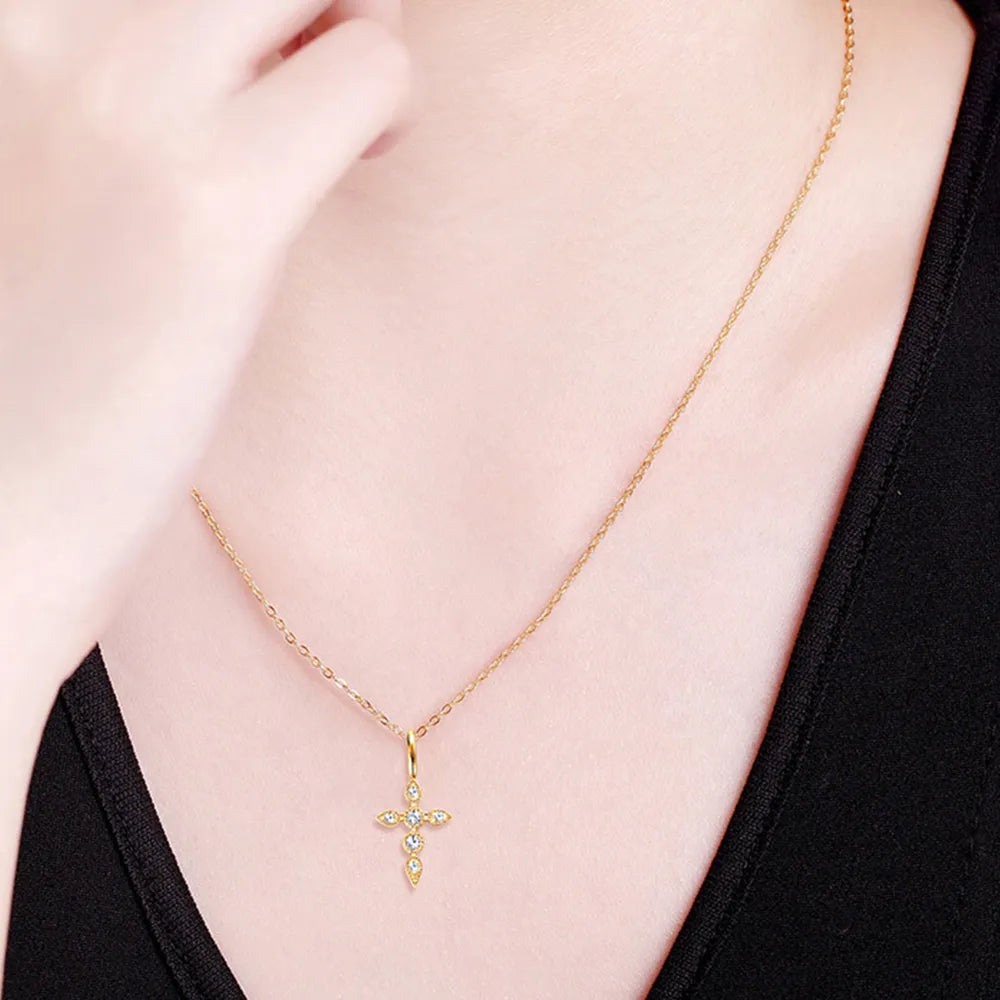 Moissanite Cross Pendant Necklace in 925 Silver