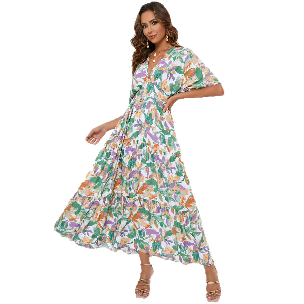Floral Print Sleeveless Round Neck Smocked Waist Maxi Dress