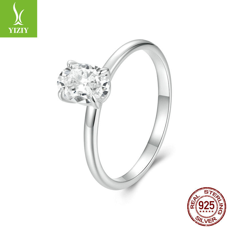 1 Carat Moissanite Oval Ring in 925 Silver