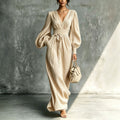 Solid Colour Casual Waist-Cinched Long Sleeve Dress