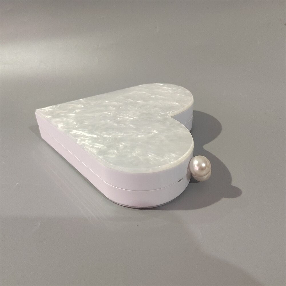 Mother of Pearl Heart Acrylic Box Clutch