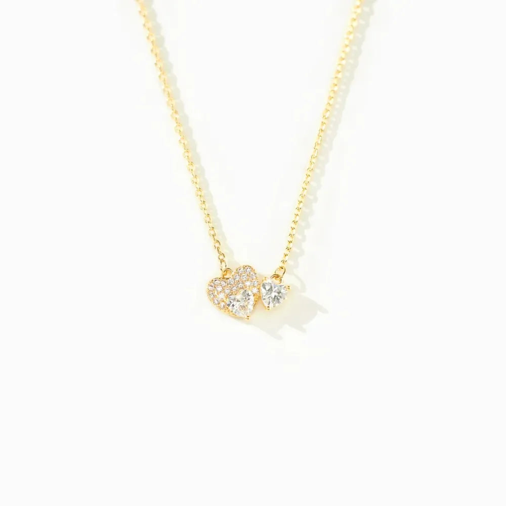 18K Gold Zircon Heart Necklace in 925 Sterling Silver