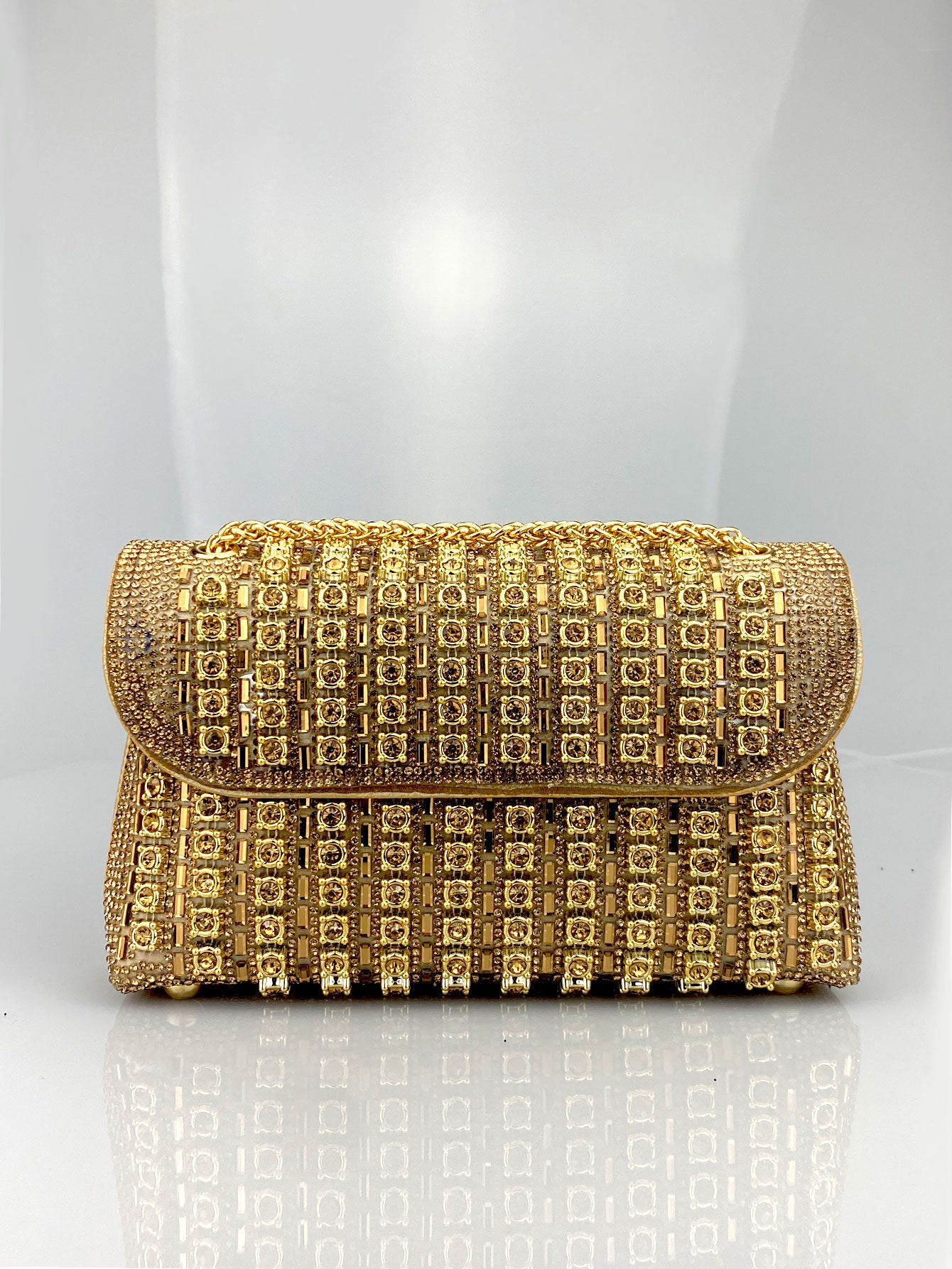 Brooch & Rhinestone Evening Clutch Bag