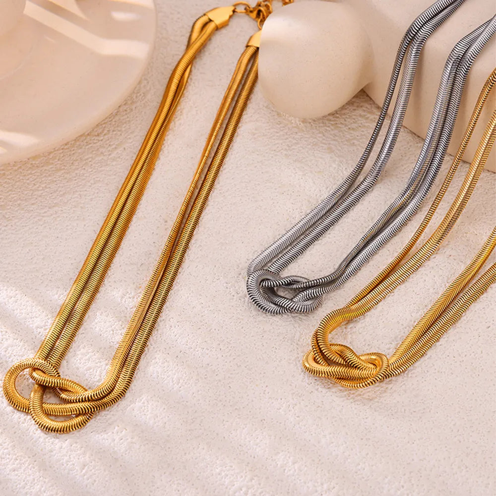 Gold Plated Knot Necklace in Titanium Steel
