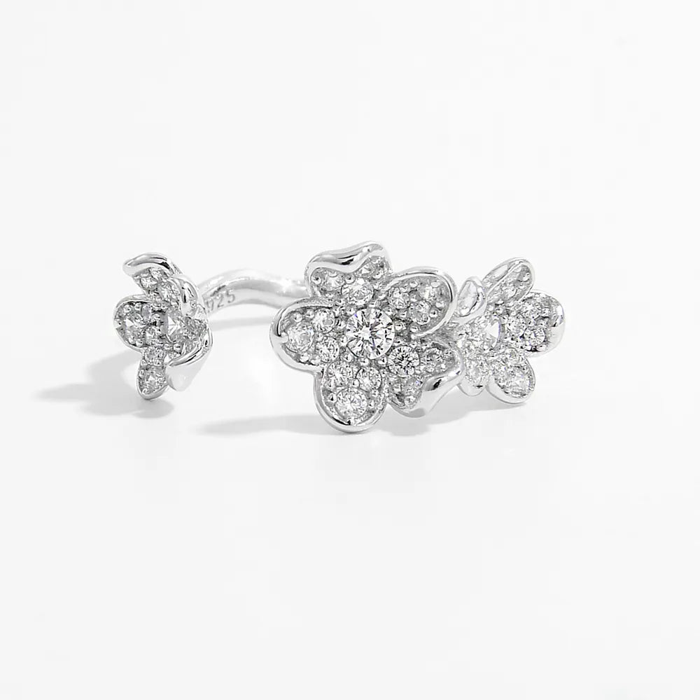 Zircon Inlaid Open Ring in 925 Sterling Silver