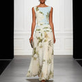 Floral High-Waist Backless Sleeveless Maxi Dress