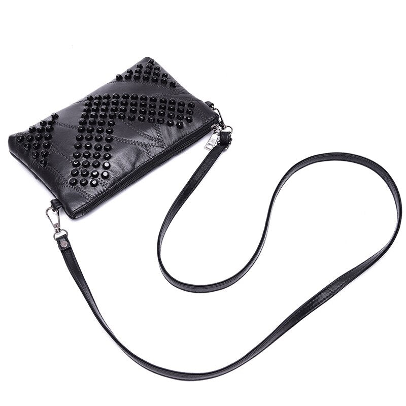 Leather Rivet Crossbody Shoulder Bag