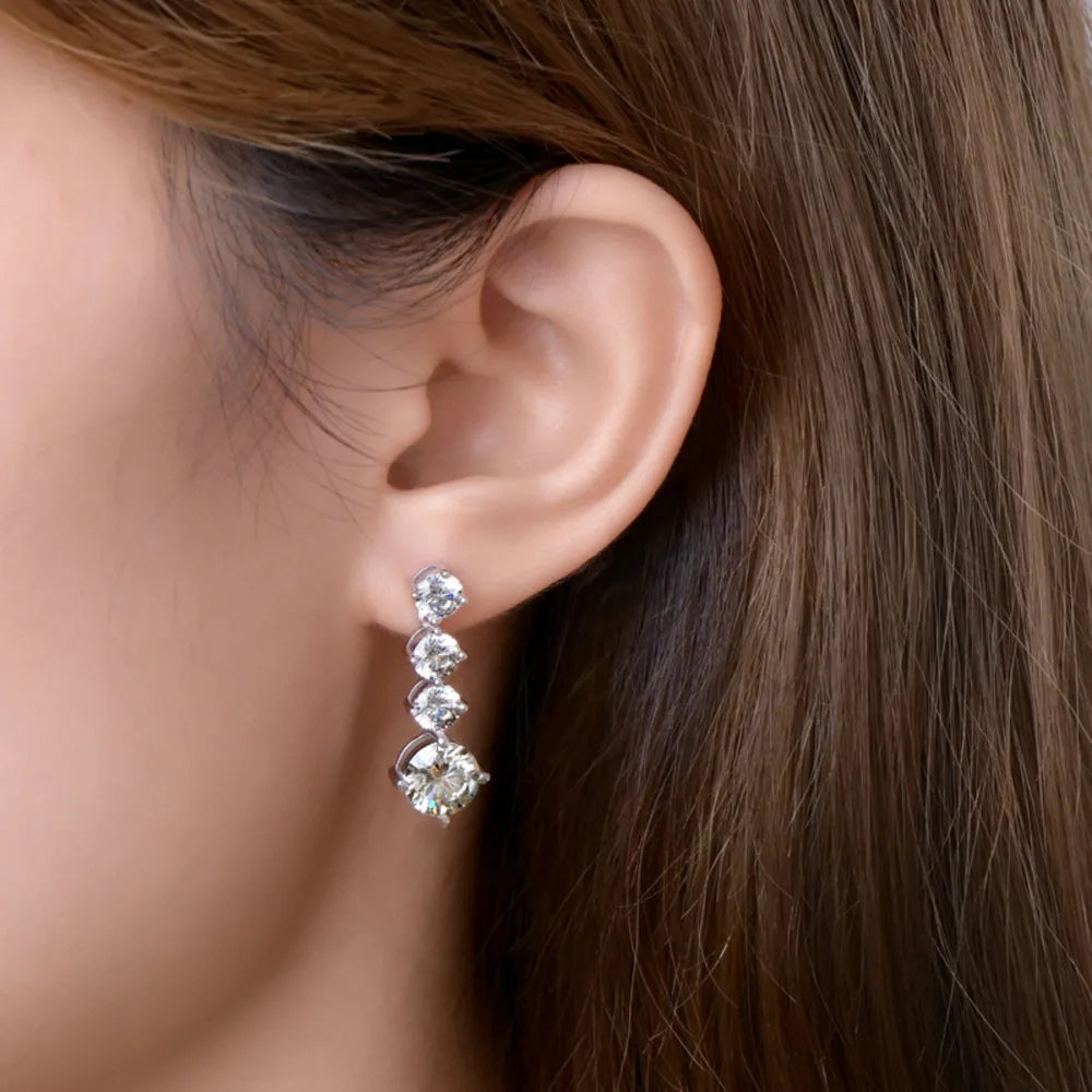 4ct Moissanite Earrings in 925 Sterling Silver