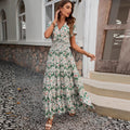 Floral Print Sleeveless Square Neck Tiered Maxi Dress
