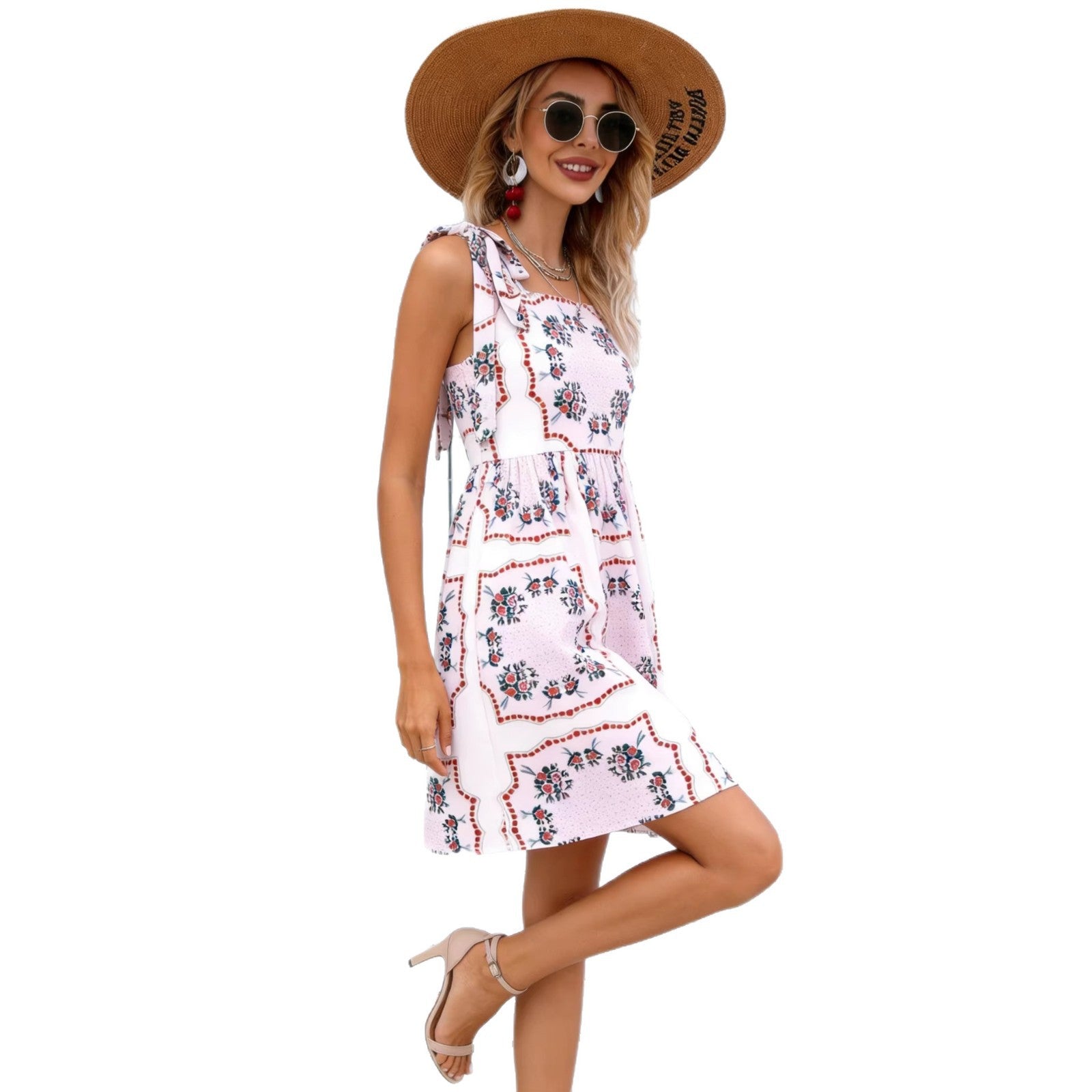 Floral Print Sleeveless Loose Casual Midi Dress