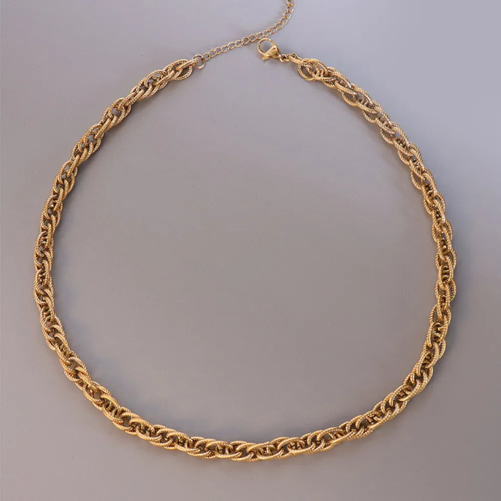 Gold Plated Chain Necklace in Titanium Steel