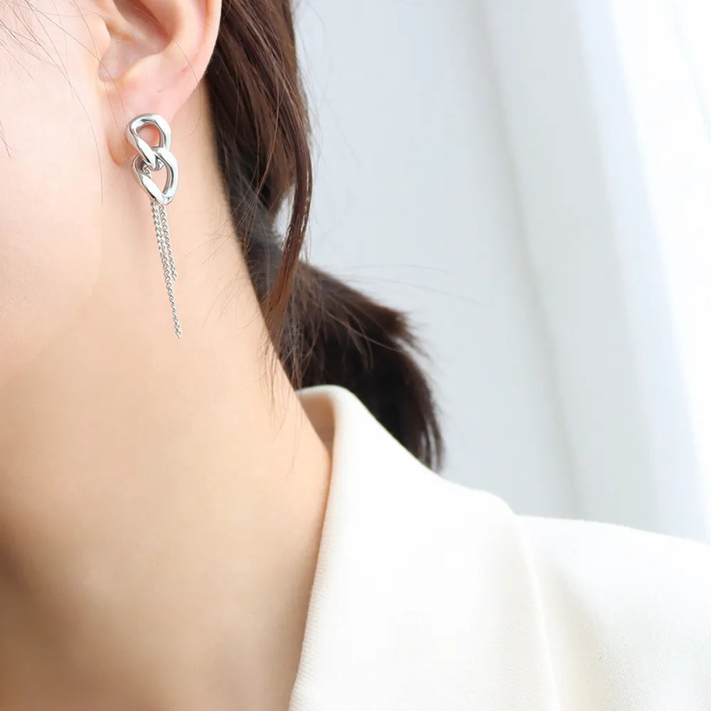 Titanium Steel Chain-Link Drop Earrings