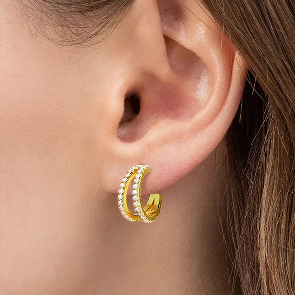 Moissanite C-Hoop Earrings in 925 Sterling Silver
