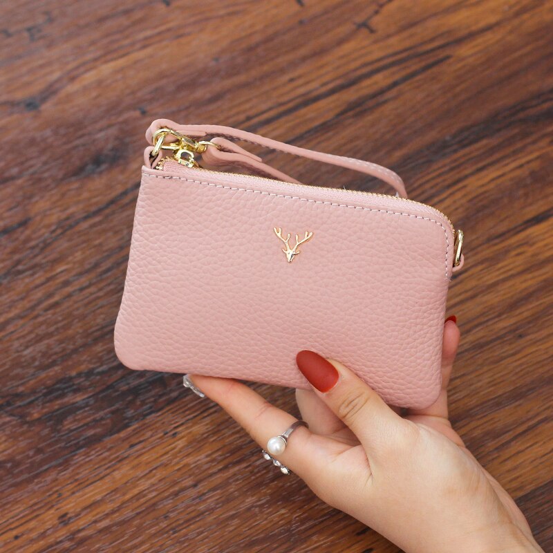 Genuine Leather Zip Wallet with Card Holder