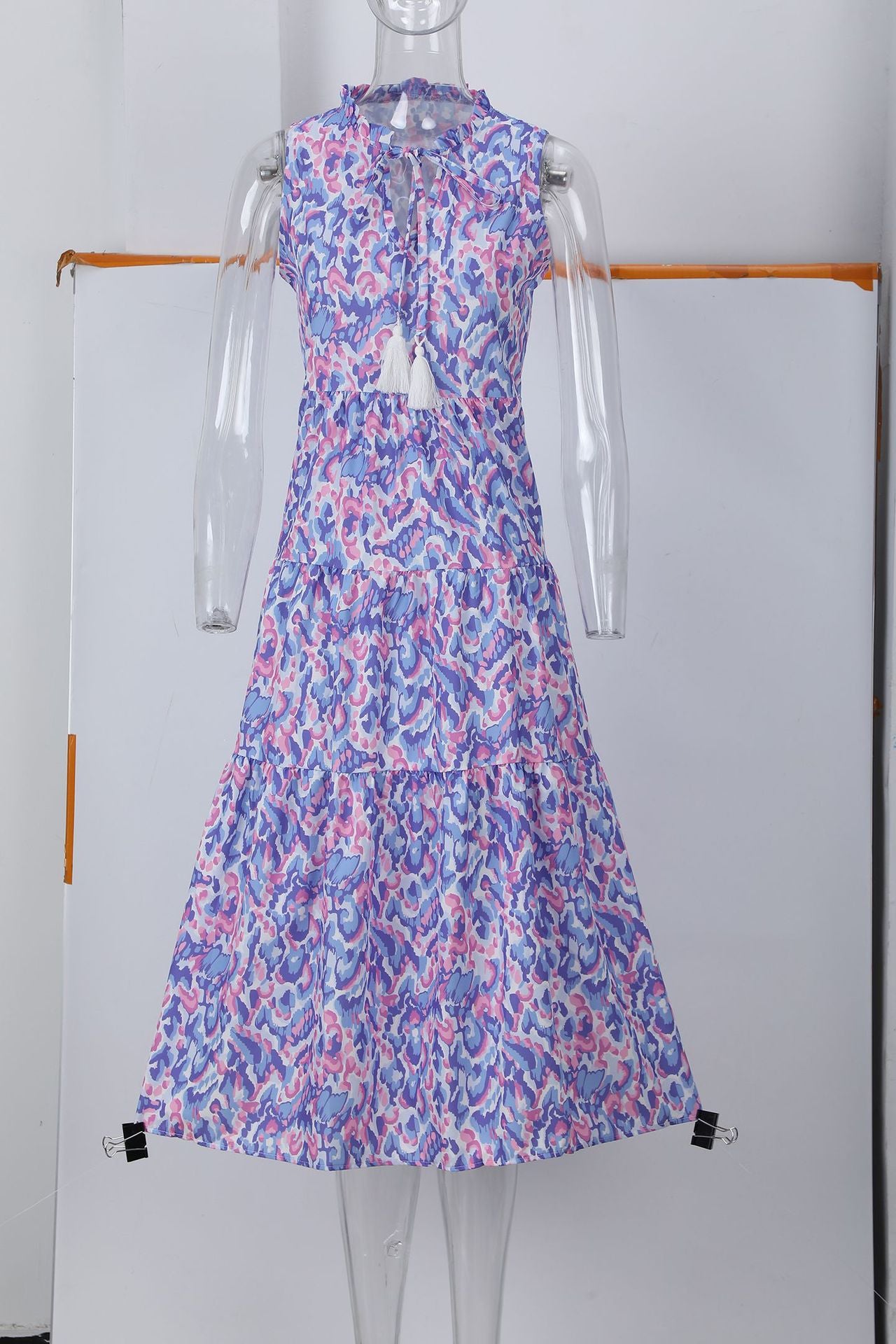 Floral Print Sleeveless V-Neck Smocked Waist Maxi Dress