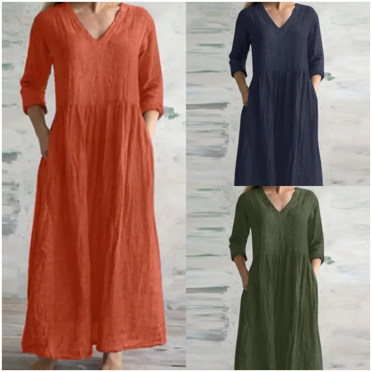 Solid Colour Sleeveless Loose Casual Midi Dress