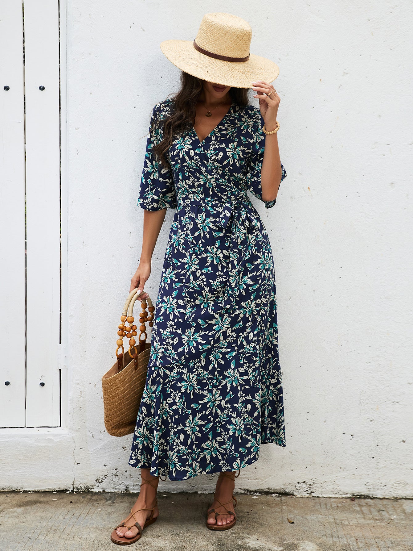 Floral Print Sleeveless Square Neck Smocked Waist Tiered Midi Dress