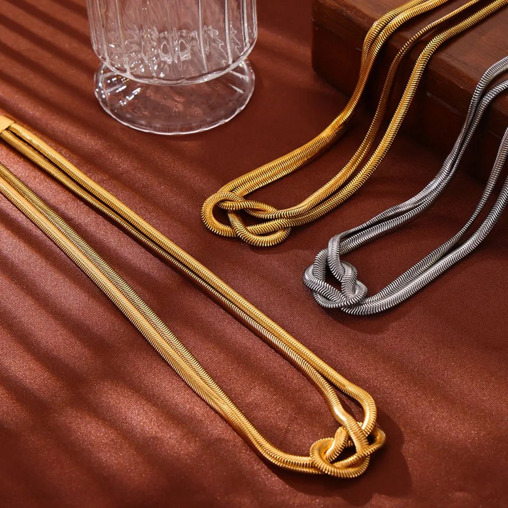 Gold Plated Knot Necklace in Titanium Steel