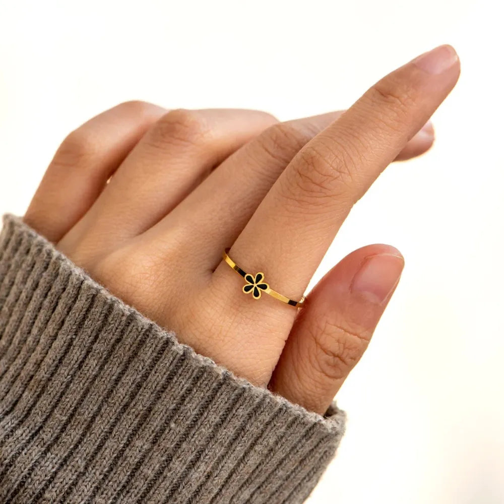 Enamel Flower Ring in 925 Sterling Silver