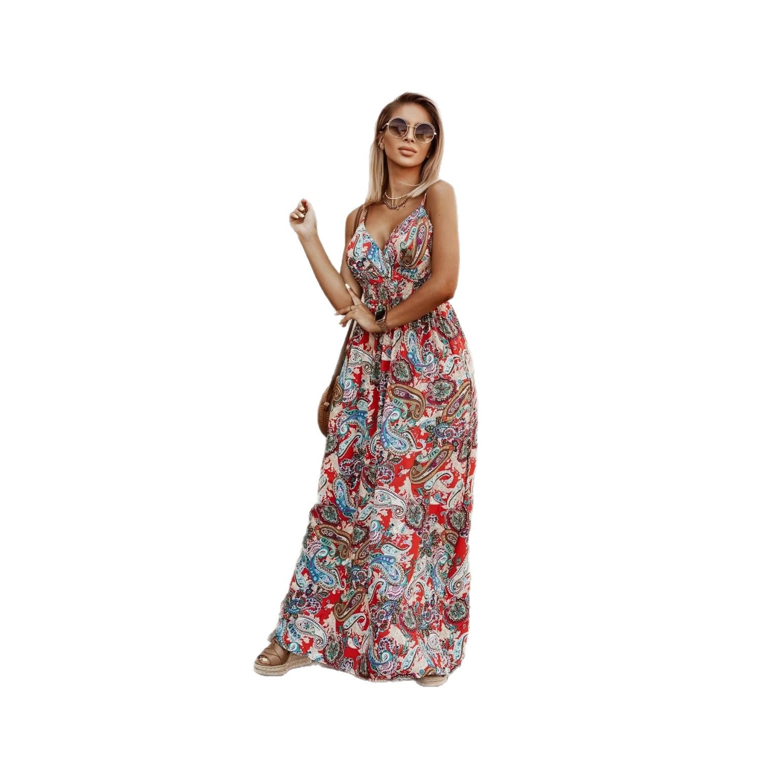 Floral Print Sleeveless Square Neck Tiered Ruffle Midi Dress