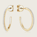 Inlaid Moissanite C-Hoop Earrings in 925 Sterling Silver