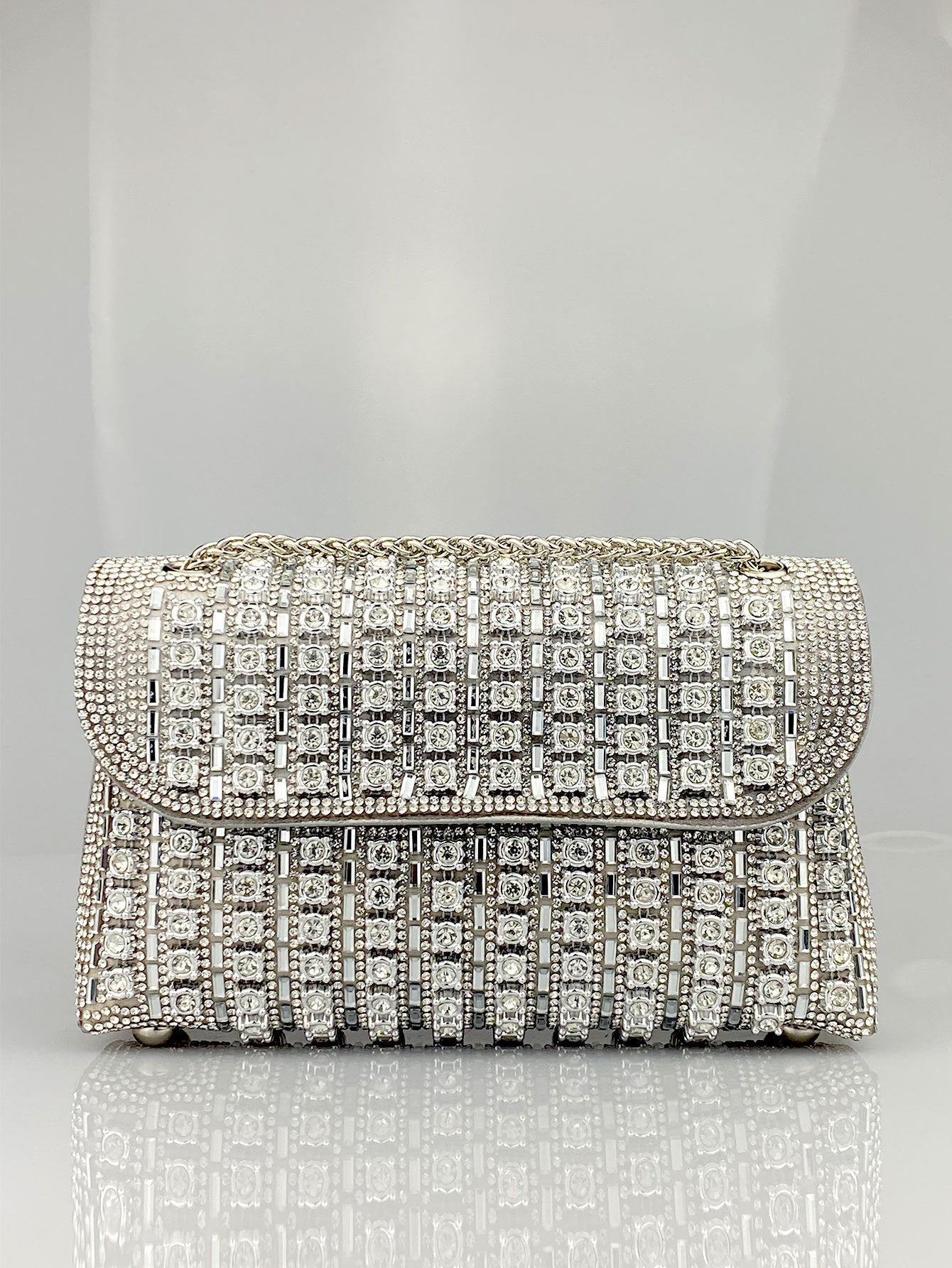 Brooch & Rhinestone Evening Clutch Bag