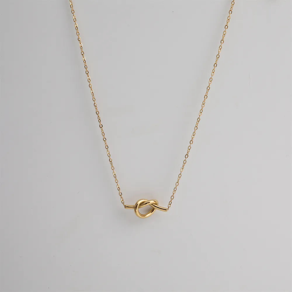 18K Gold Plated Knotted Necklace in Titanium Steel
