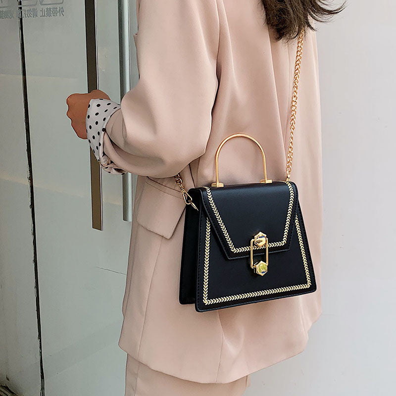 Metal Handle Crossbody Clutch Bag