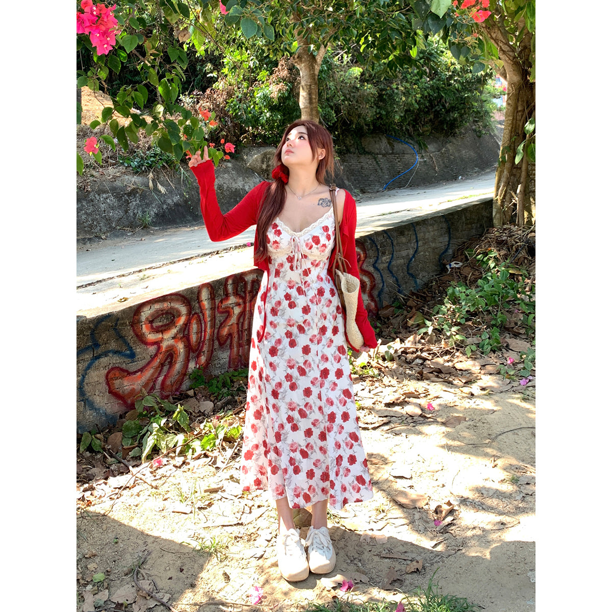 Floral Print Sleeveless Square Neck Smocked Waist Midi Dress