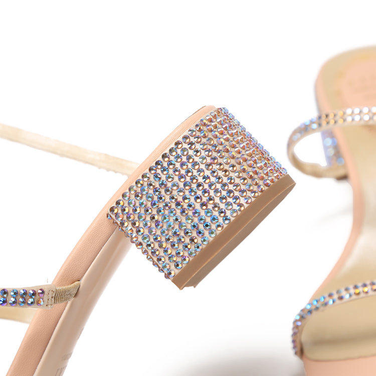 Crystal Gladiator Square Heel Party Sandals