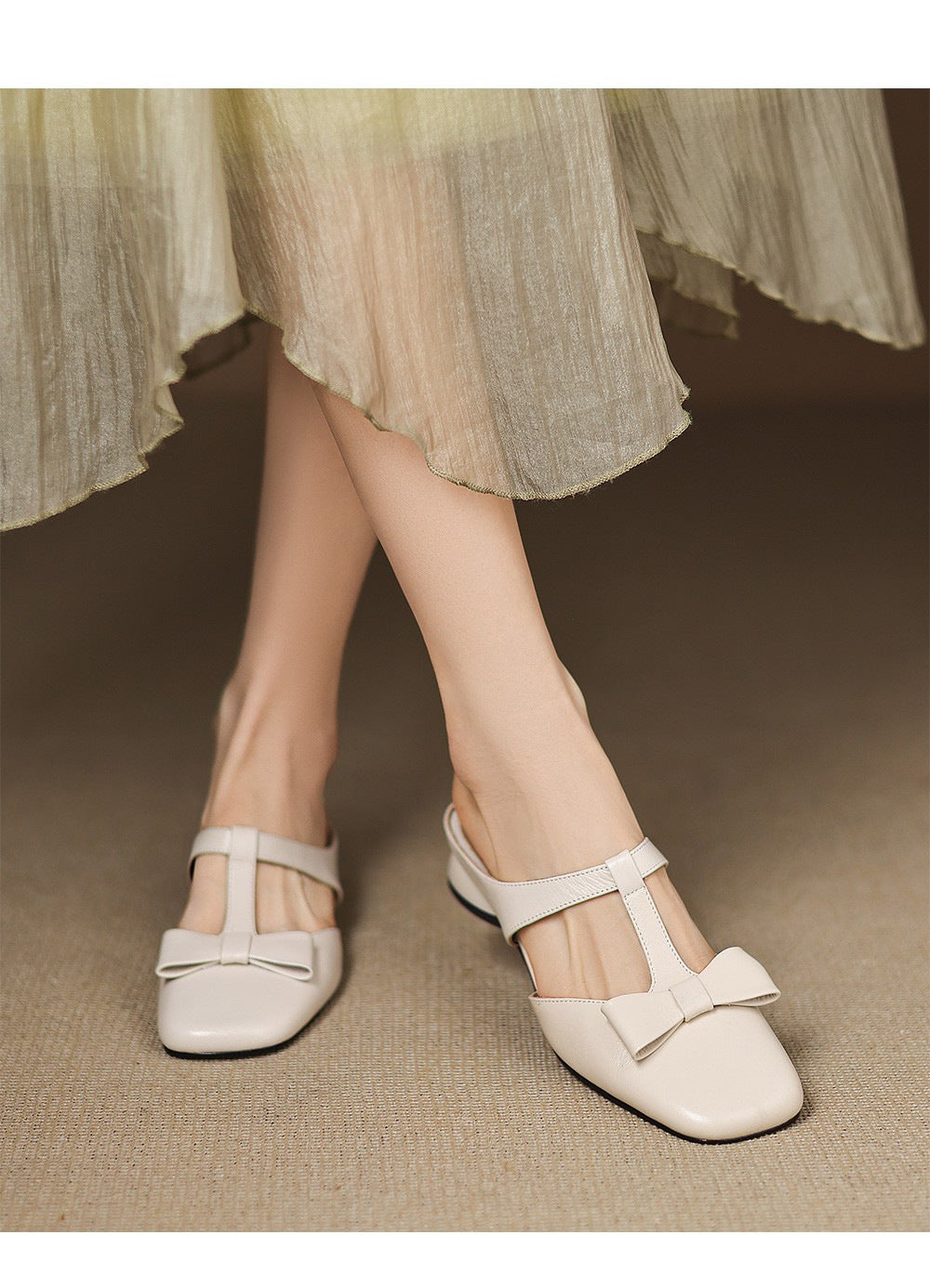 T-Strap Bowknot Open-Toe Backless Sandals