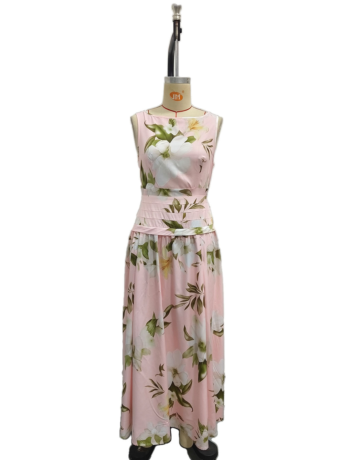 Floral High-Waist Backless Sleeveless Maxi Dress
