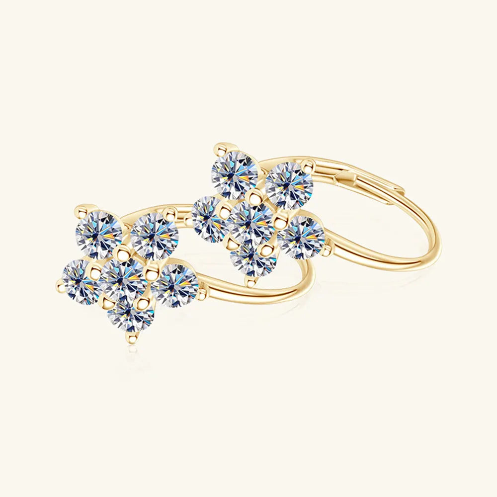 1.2ct Moissanite Flower Huggie Earrings in 925 Sterling Silver