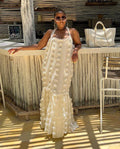 Elegant Lace Patchwork Long Sleeve Fitted Bodycon Maxi Dress