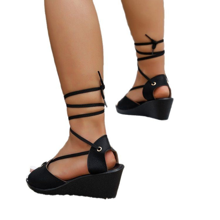Plus Size Wedge Sandals with Ankle Strap