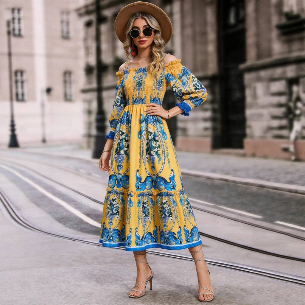 Floral Print Tie-Front V-Neck Short Sleeve Midi Dress