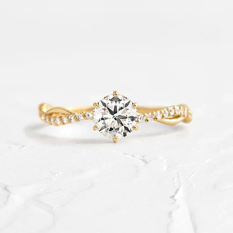 Woven Wave Diamond Row Ring in 925 Silver