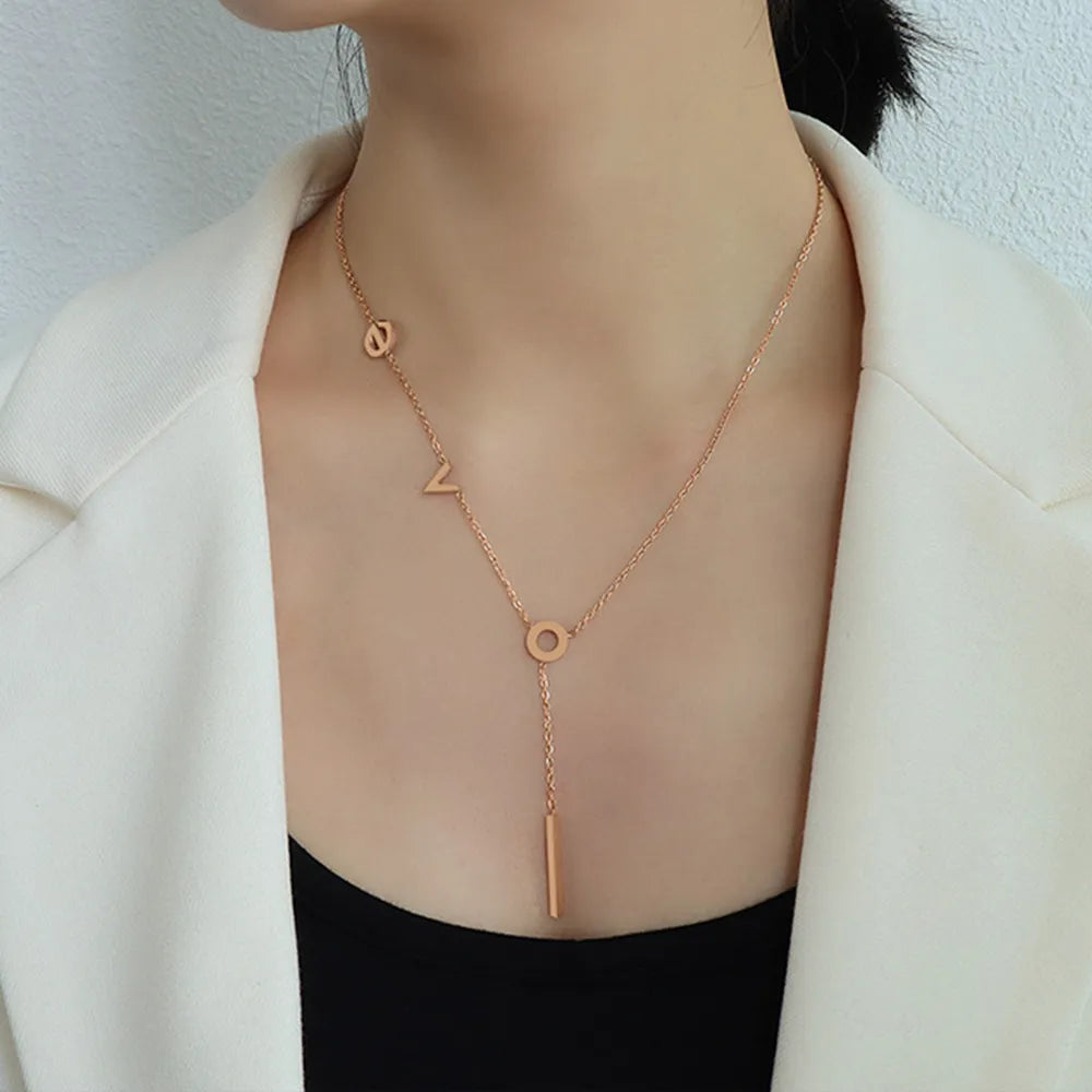 Initial Letter Necklace in Titanium Steel