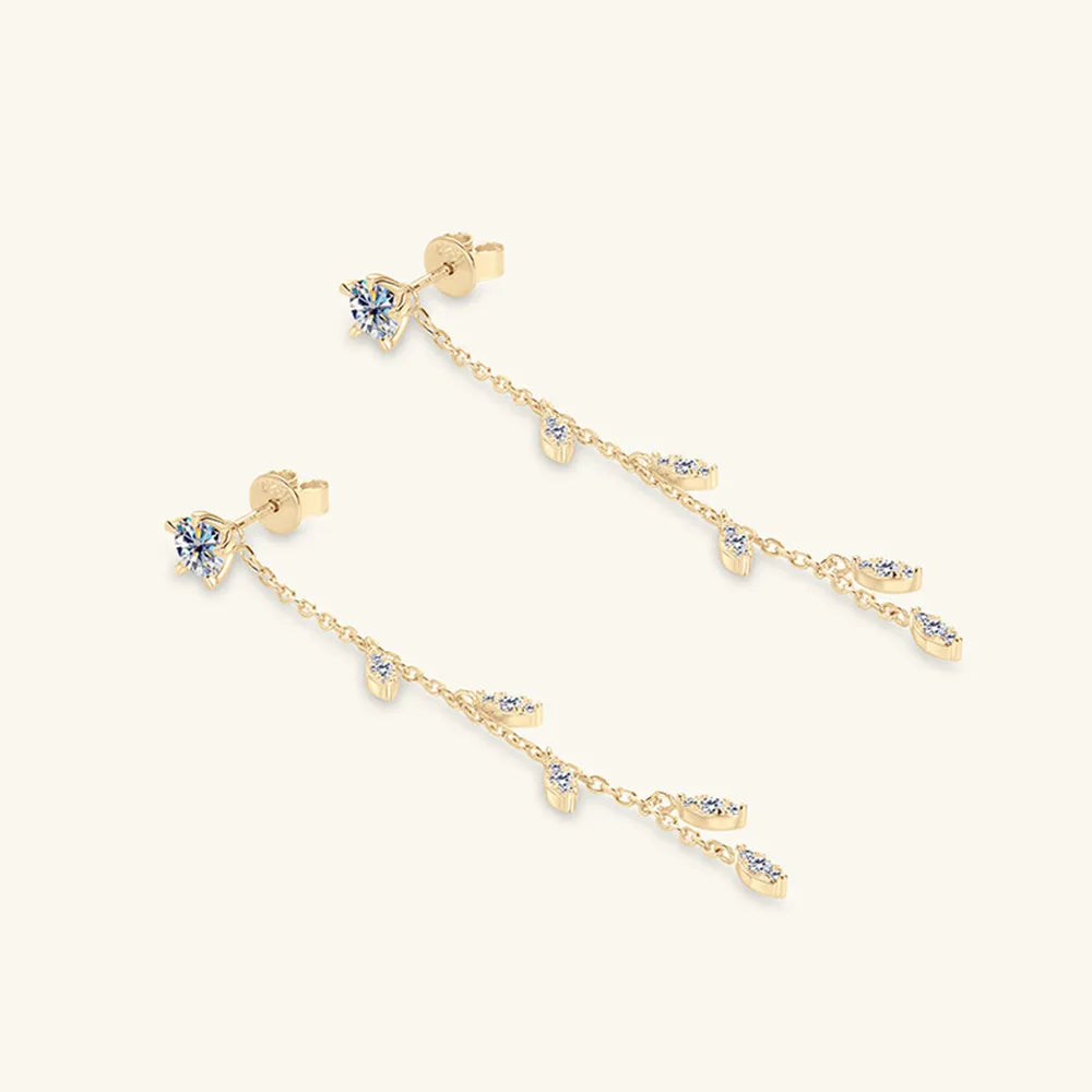 1.38ct Moissanite Leaf Earrings in 925 Sterling Silver